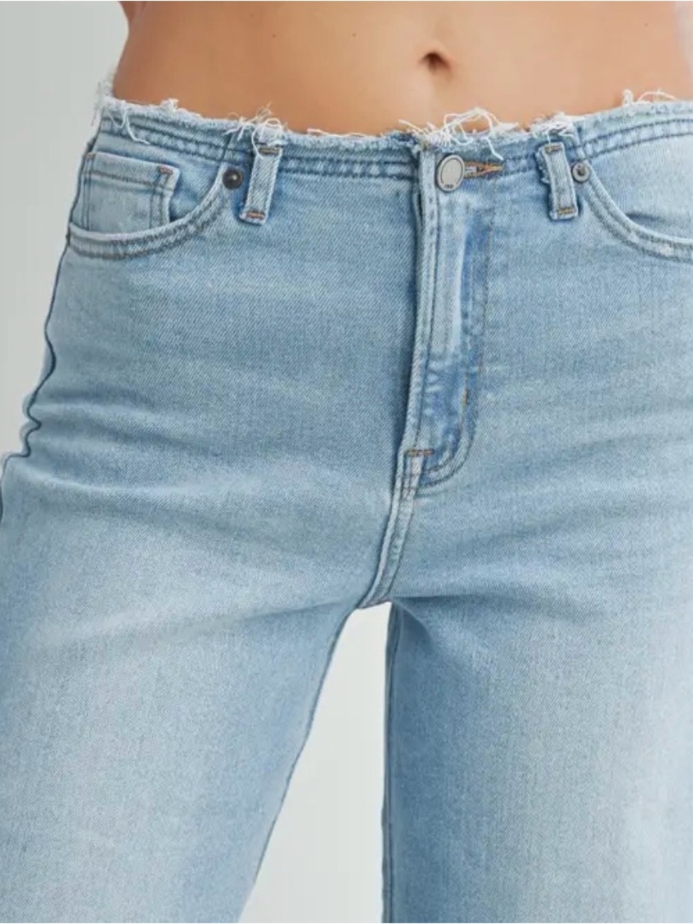 Just Black Raw-Edge Light Blue High-Rise Jeans